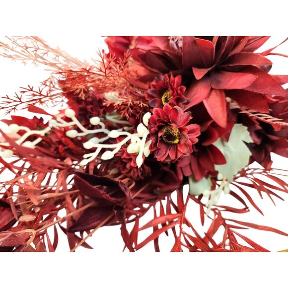Burgundy Faux Flower Mixed Bouquet 11 Stems Floral Arrangement Realistic - Picture 7 of 16